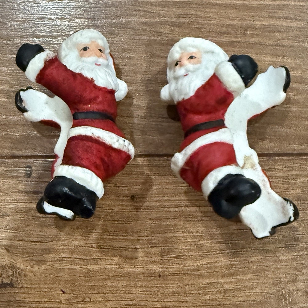 Santa Claus‎ Ceramic Candle Huggers Vintage Christmas Lot of 2 Vtg Hugger